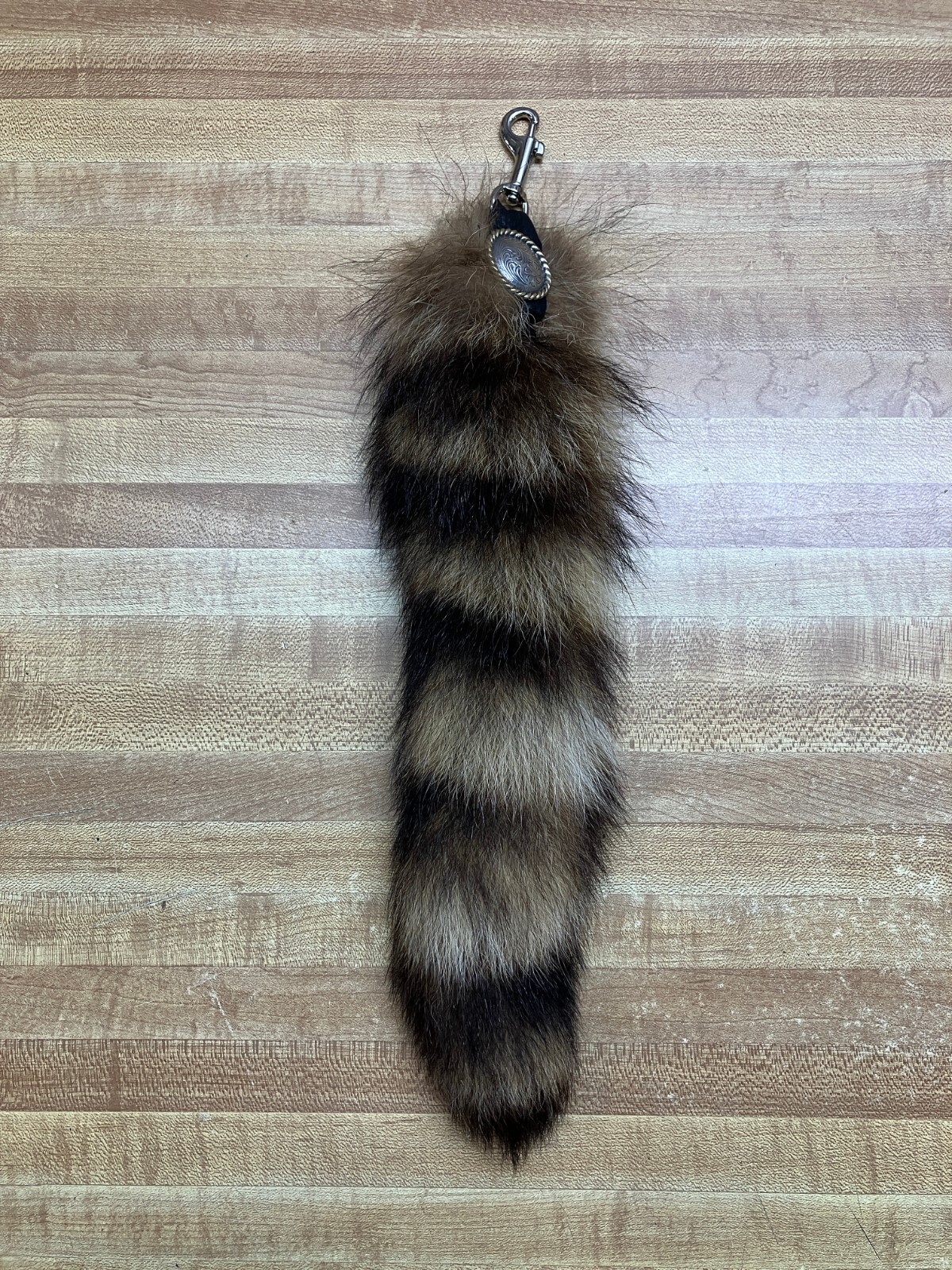 Tanned Raccoon Tail Key Chain Trapping Fur Coats