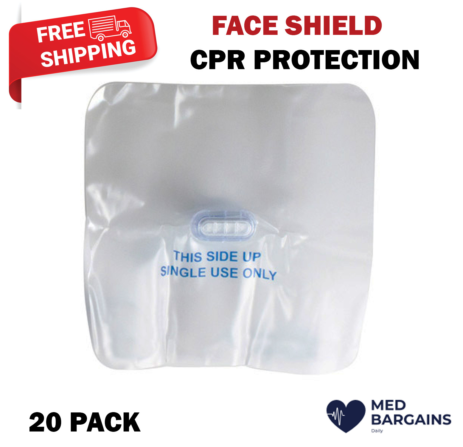 Ever Ready First Aid CPR Protector Face Shield 1800061 with One-Way Valve - 20CT