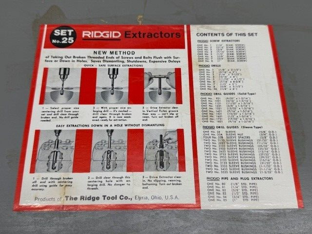 RIGID Set No. 25 - Screw & Pipe Extractor Set - old inventory