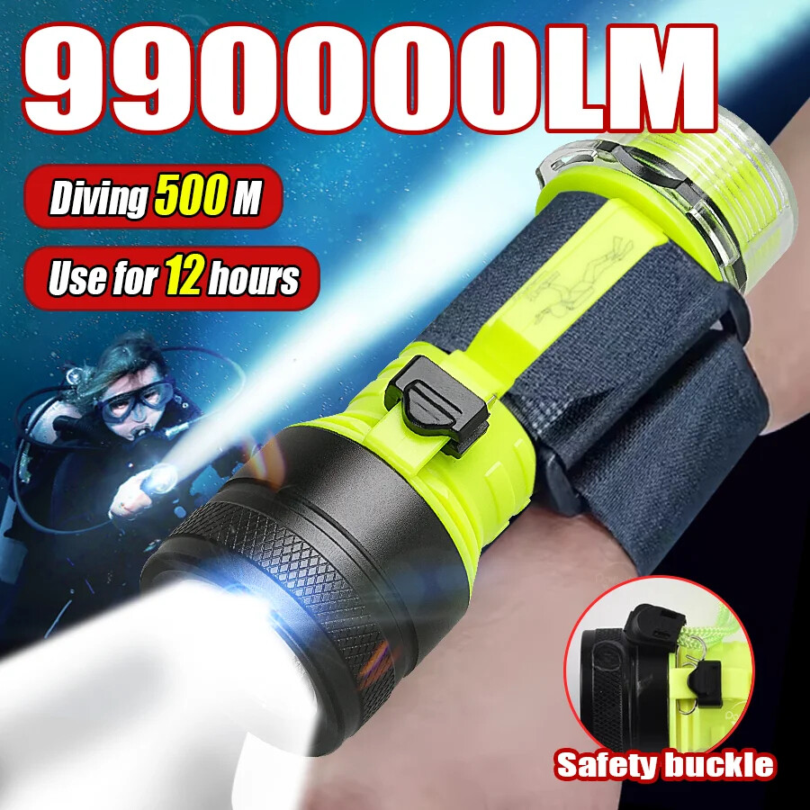 Professional Diving Flashlight Type-C USB Rechargeable Dive Led Underwater Lamp