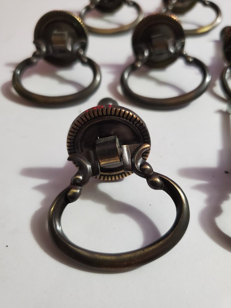 7 vintage drawer pulls pull handles handle Amerock 1964 ornate drop down ring