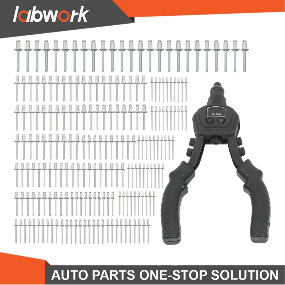 Labwork 1/4 Pop Rivet Gun Kit with 200 Blind Rivet 5 Interchangeable Rivet Head
