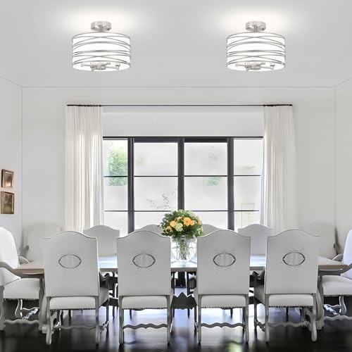 4-Light Semi Flush Mount Ceiling Light, Brushed Nickel 4 Light Brushed Nickel