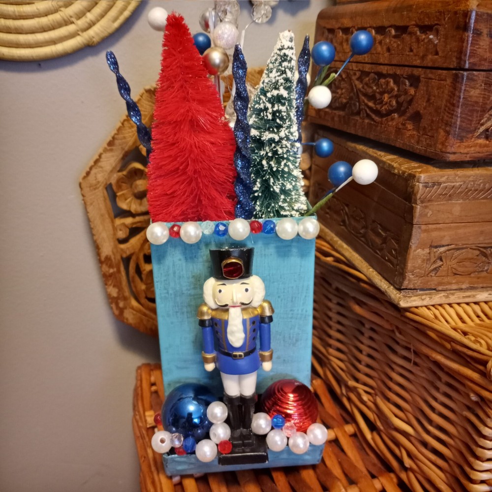 Altered Match Book Holder. Nutcracker Christmas Decoration. Assemblage Art