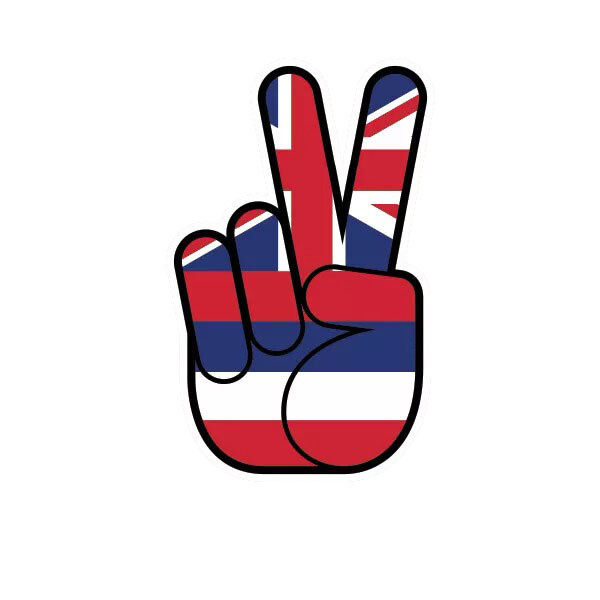 Hawaii State Shaped Peace Sign Sticker Decal