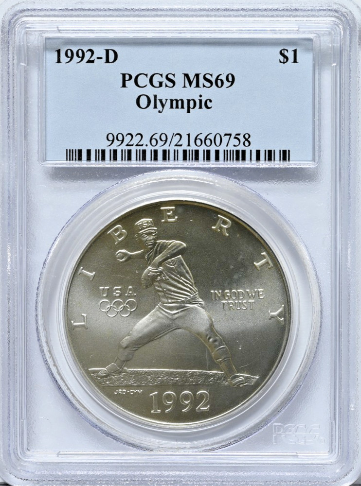 1992-D $1 Olympic PCGS MS 69 Graded Silver Comm. Coin #9922