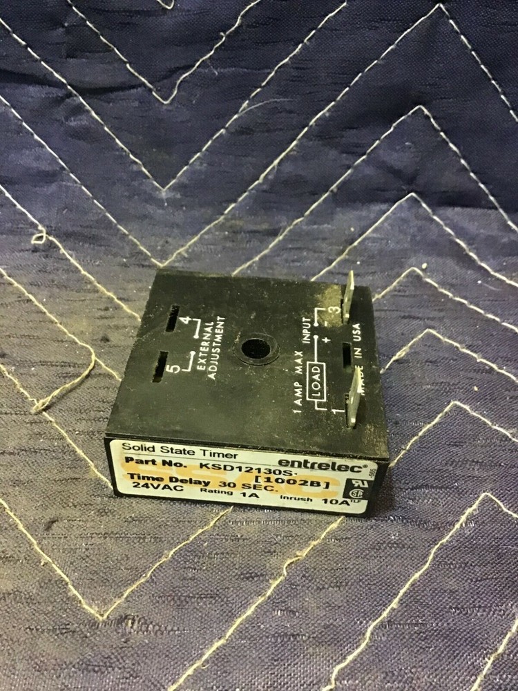 Entrelec KSD12130S Solid State Timer Black 1 Amp 24VAC TD 30Sec - Used