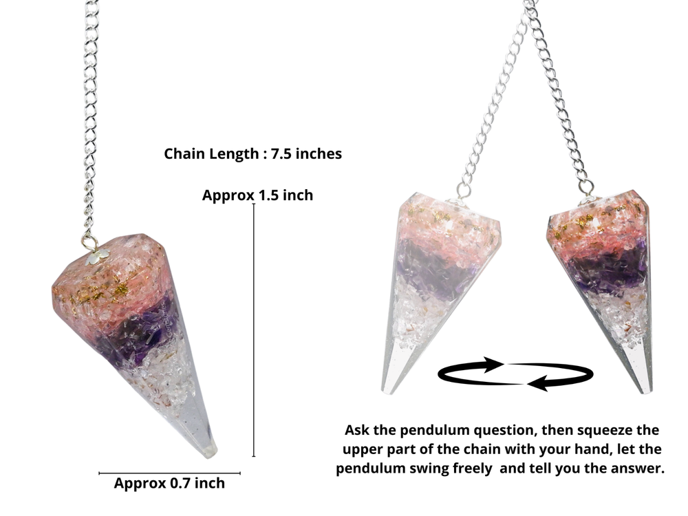 Clear Quartz Rose Quartz Amethyst Orgone Pendulum