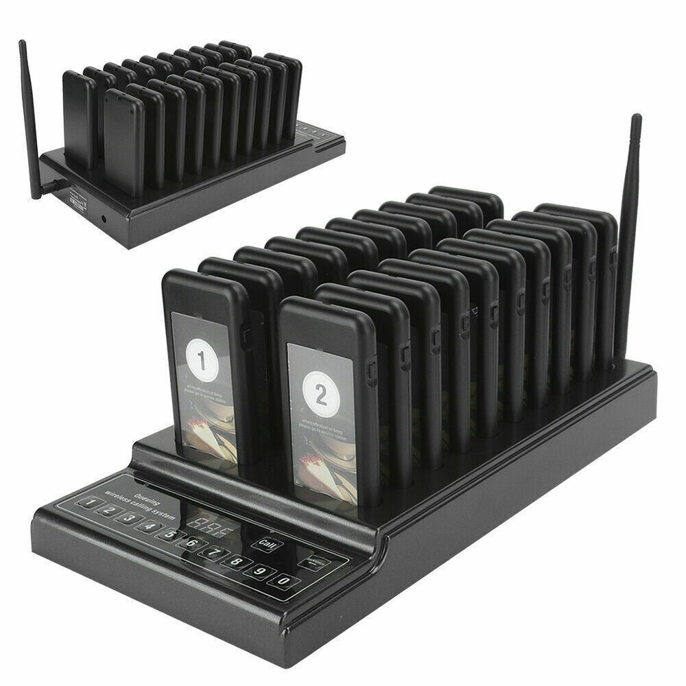 Restaurant Coaster Guest Call Wireless Paging Queuing Calling System 20 Pagers