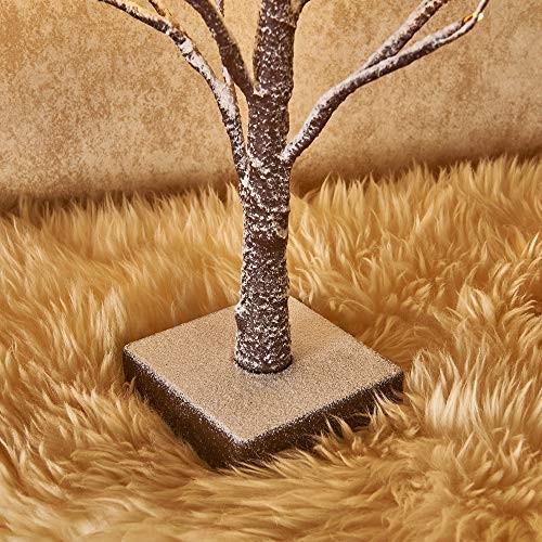 Pre Lit Tabletop Snow Dusted Tree with Timer 24LED 18IN Battery Snow 2 Set