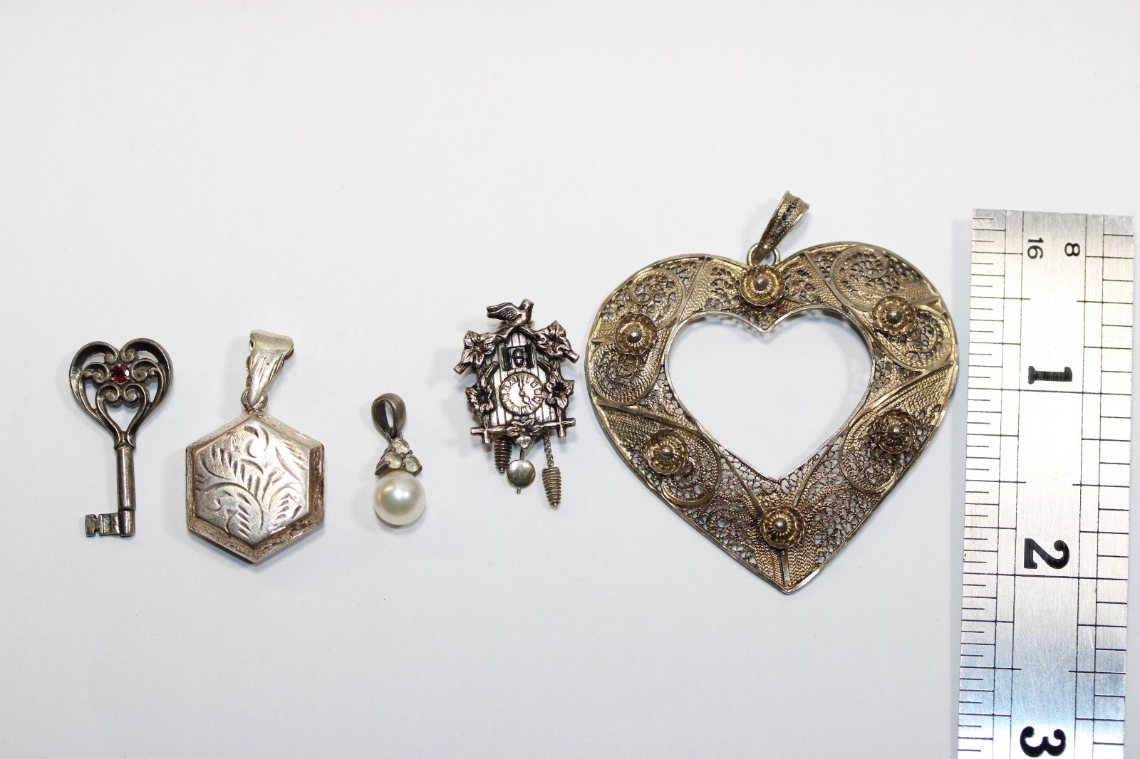 20g All Vintage Sterling Silver Pendant Lot Of 5 #0468