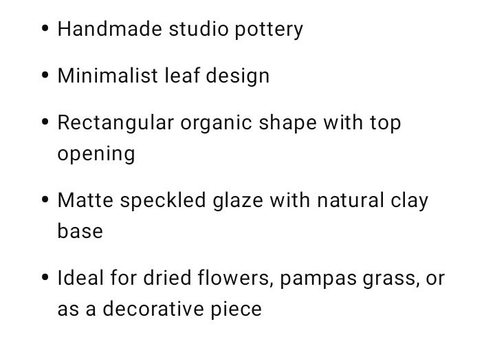 Handmade Modern Ceramic Bud Vase Minimalist Leaf Design Studio Pottery