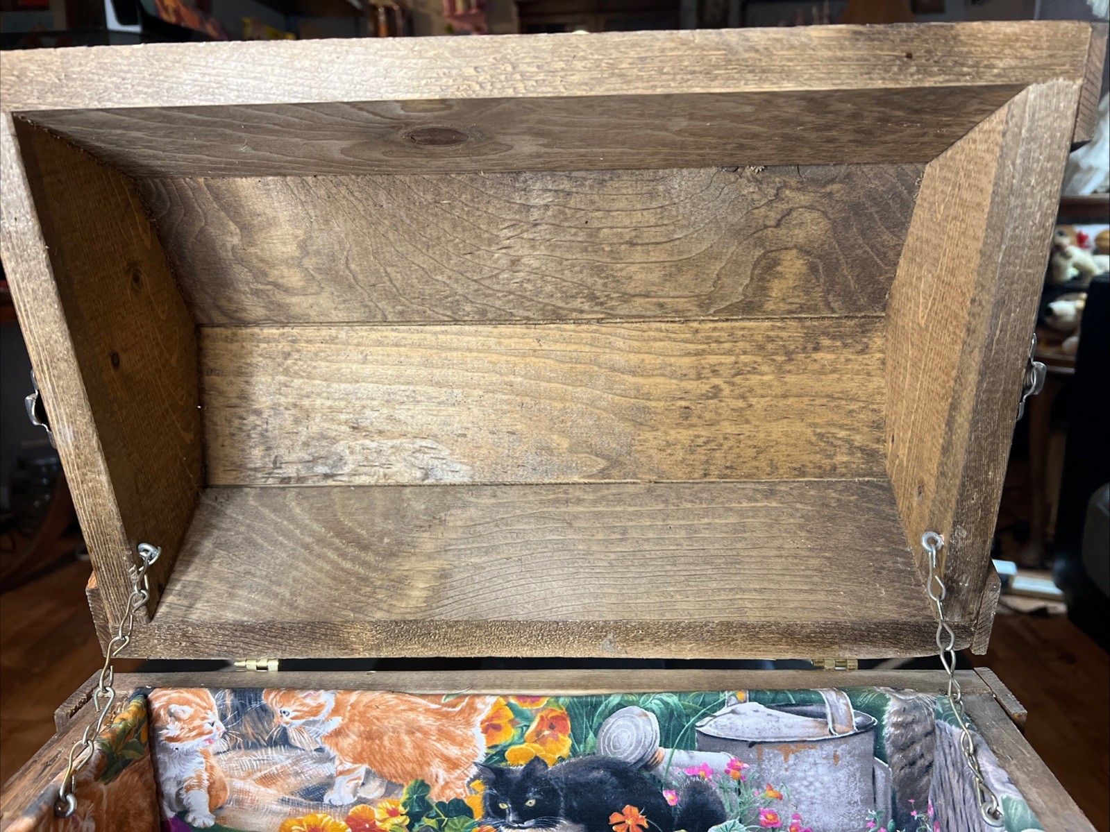 VINTAGE TOOLBOX HAND-MADE WOOD HEXAGON SHAPE LOCK BOX WITH DOUBLE LOCKS +HANDLES