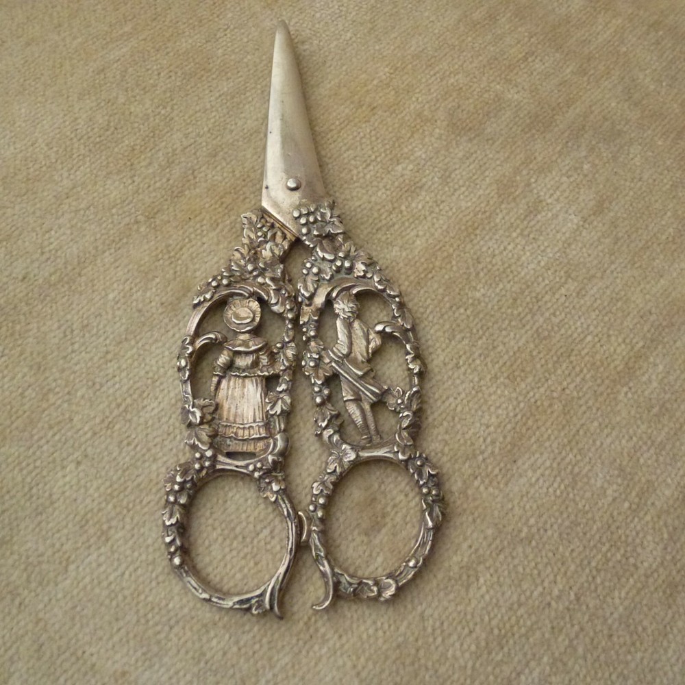 800 Silver Scissors Germany Hallmarked 800 Crescent & Crown Sheers Cutters