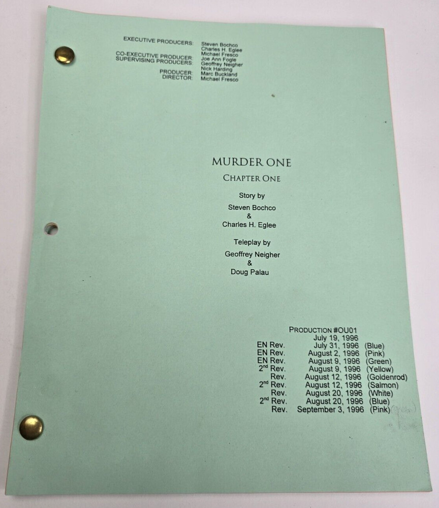 MURDER ONE / Doug Palau 1996 TV Script, Mary McCormack "Chapter One, Year Two"