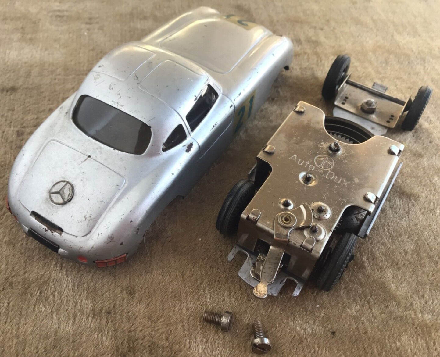 Dux Auto-Dux Clockwork Mercedes 300SL Pan-American 1950s Vtg Wind Up Car w/ Key