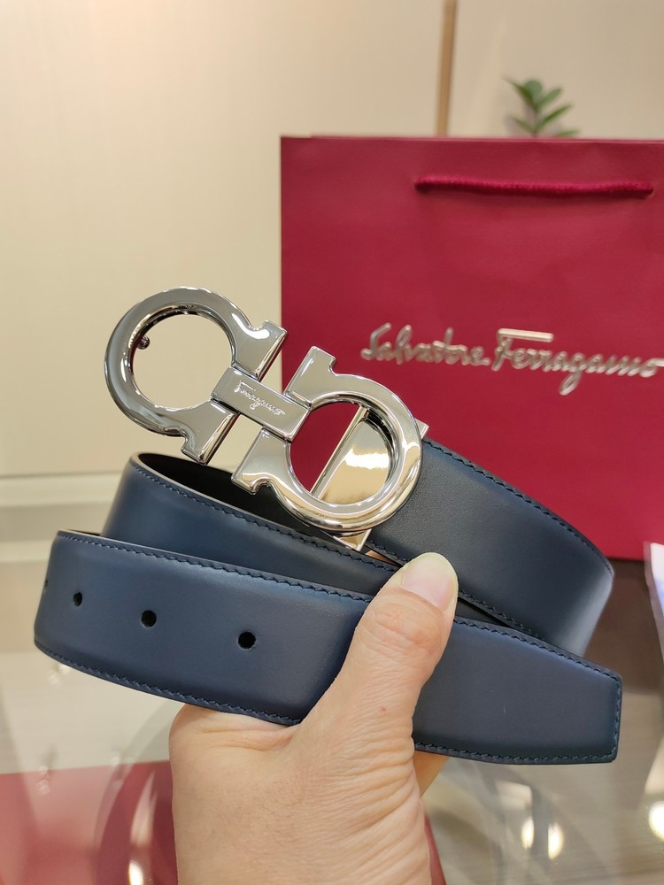 Authentic Ferragamo Belt Blue-Black Reversible NWT