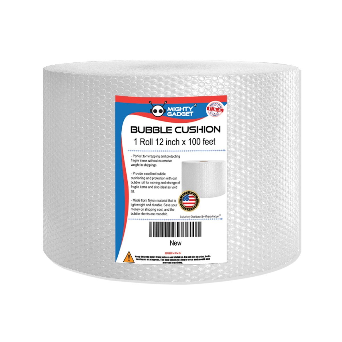 Small Bubble Cushioning Wrap Roll for Protecting Fragile Items 12"x100 feet
