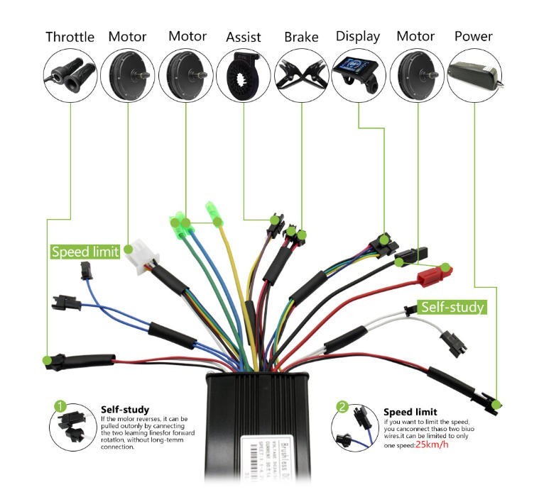Three model Controller E-bike&E-trikes 30A 24V/36V/48V 1000W Motor Sine-wave.
