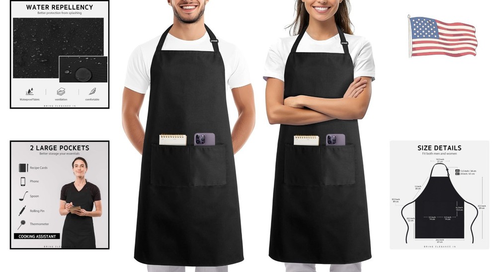 Versatile Adjustable Cooking Apron for Culinary Activities - 2 Pockets Included