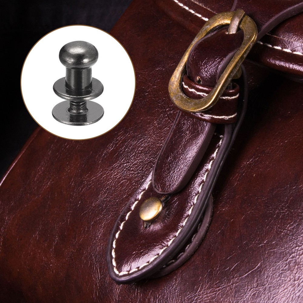 20Pack 6mm Ball Head Stud Rivets Screw Back Round Head Button Metallic Black