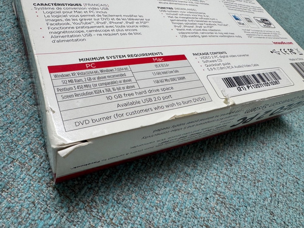 OPEN BOX UNTESTED / ION Video 2 PC VHS VCR to Comp USB Video Conversion System