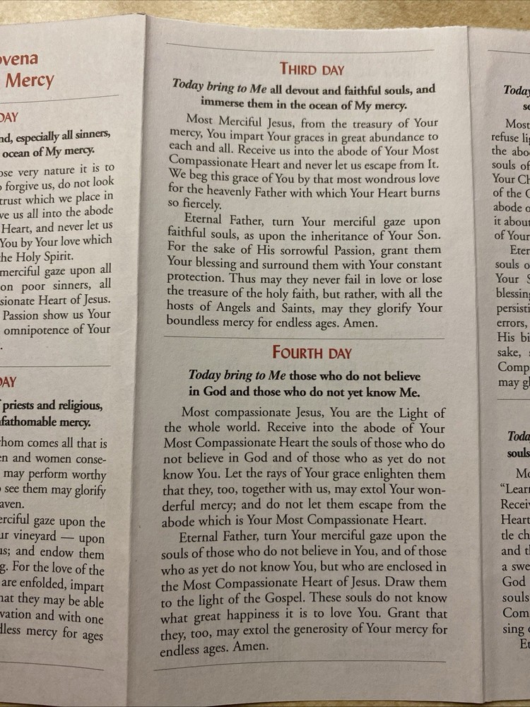 Divine Mercy Novena And Chaplet Rosary Companion Prayer Booklet Pamphlet