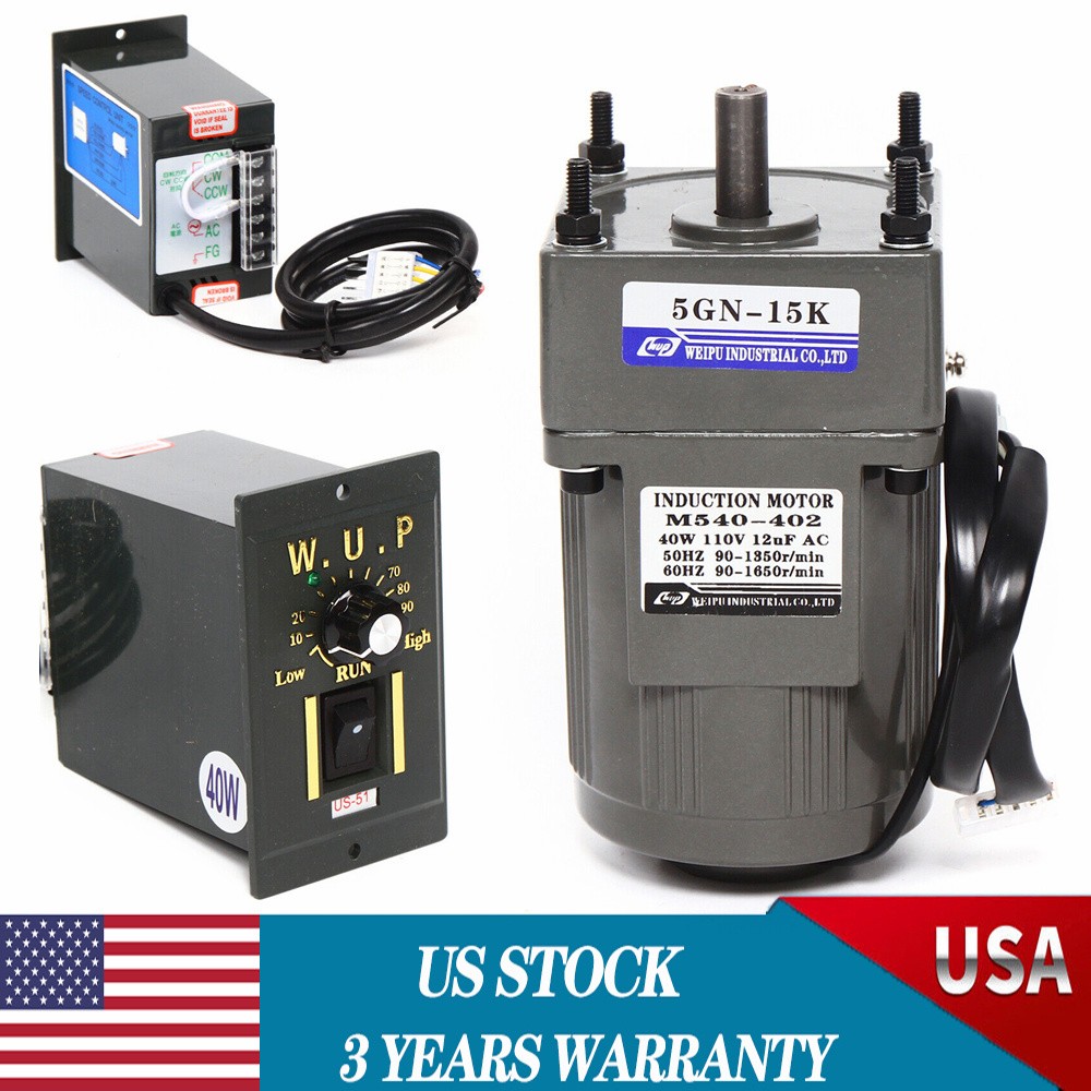110V Reversible AC Gear Motor Electric Motor Variable Speed Controller