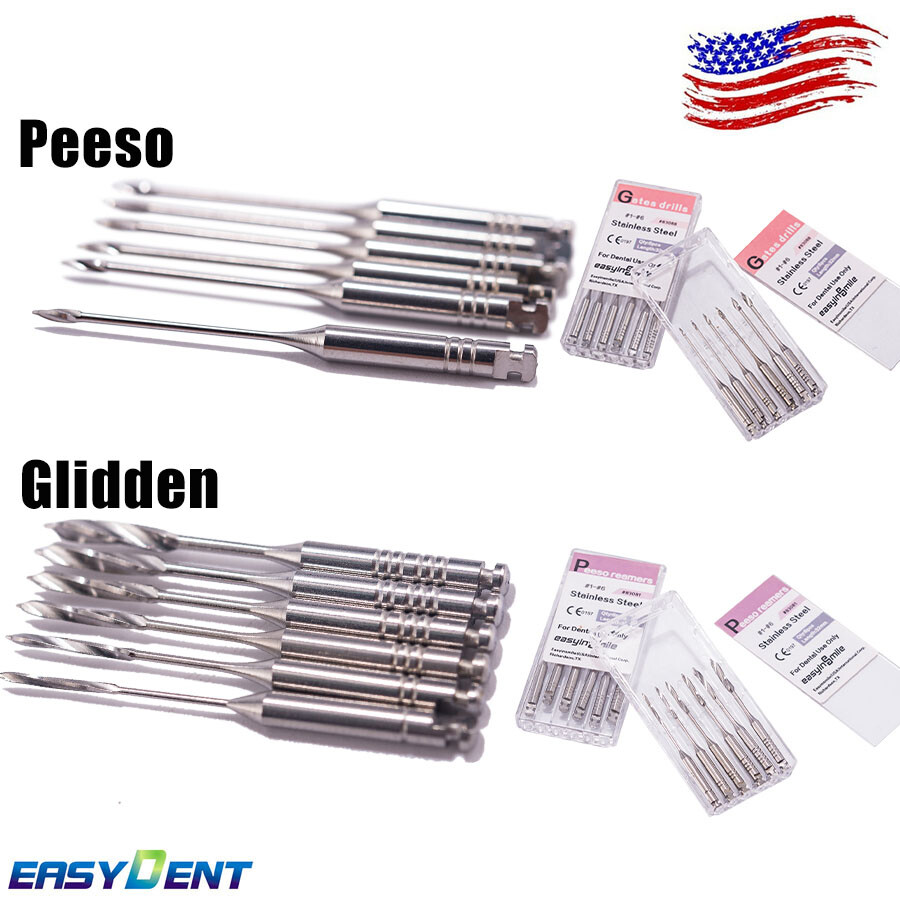 6pcs Endodontic Gates Drill Dental Peeso Reamers Glidden Rotary Paste Carriers