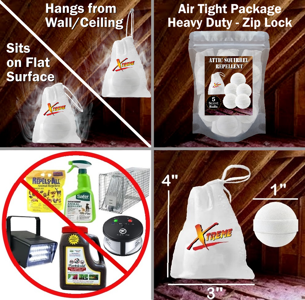 Xtreme Attic Squirrel Repellent. Drives Squirrels Out Fast! 5 PCS