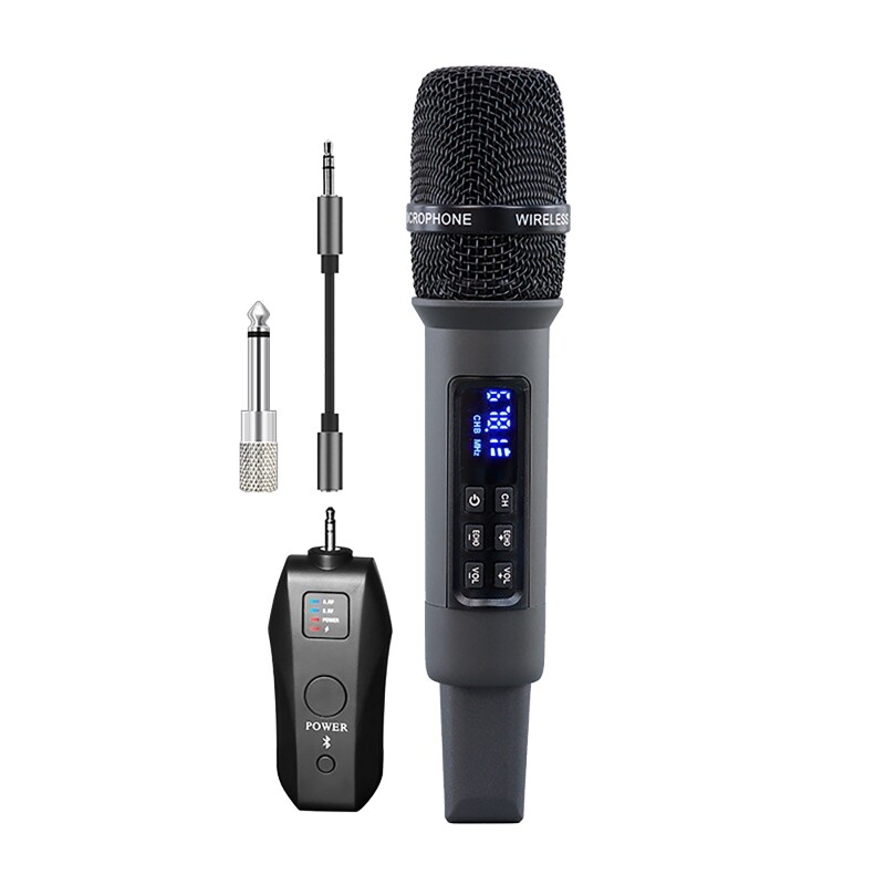 Rechargeable Wireless Handheld Microphone bluetooth UHF Mic w/ Portable Receiver
