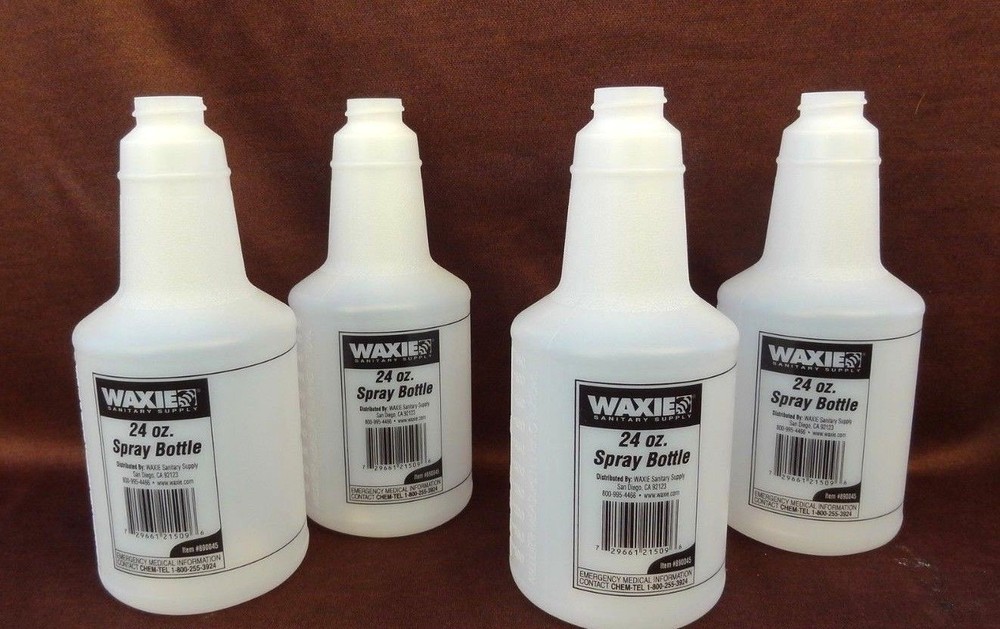96 ea ~ Round Spray Plastic Bottle 24oz. with Graduation Marks ~ Waxie Logo