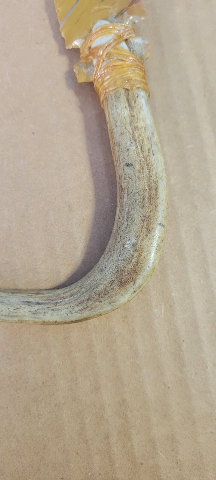 Native American Stone Blade w/Deer Antler Handle Jasper Oregon Dbl. Edge Nice!