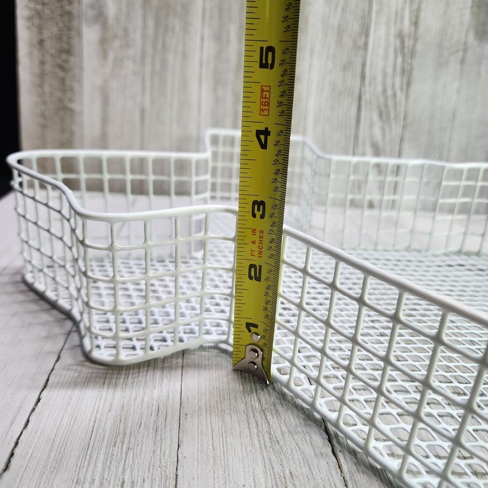 Metal Wire Basket White Texas State Shaped Storage Bread Fruit Wall Display