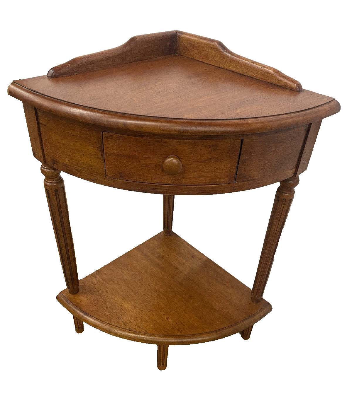 Corner Stand w Shelf, Drawer Sheraton Style  Accent Table