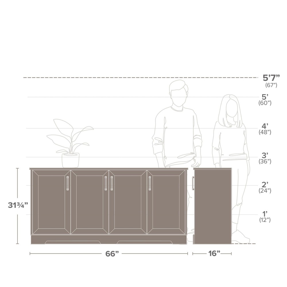 Rustic Ridge 4 Door Console Table with Storage, Washed White Storage Cabinet ...