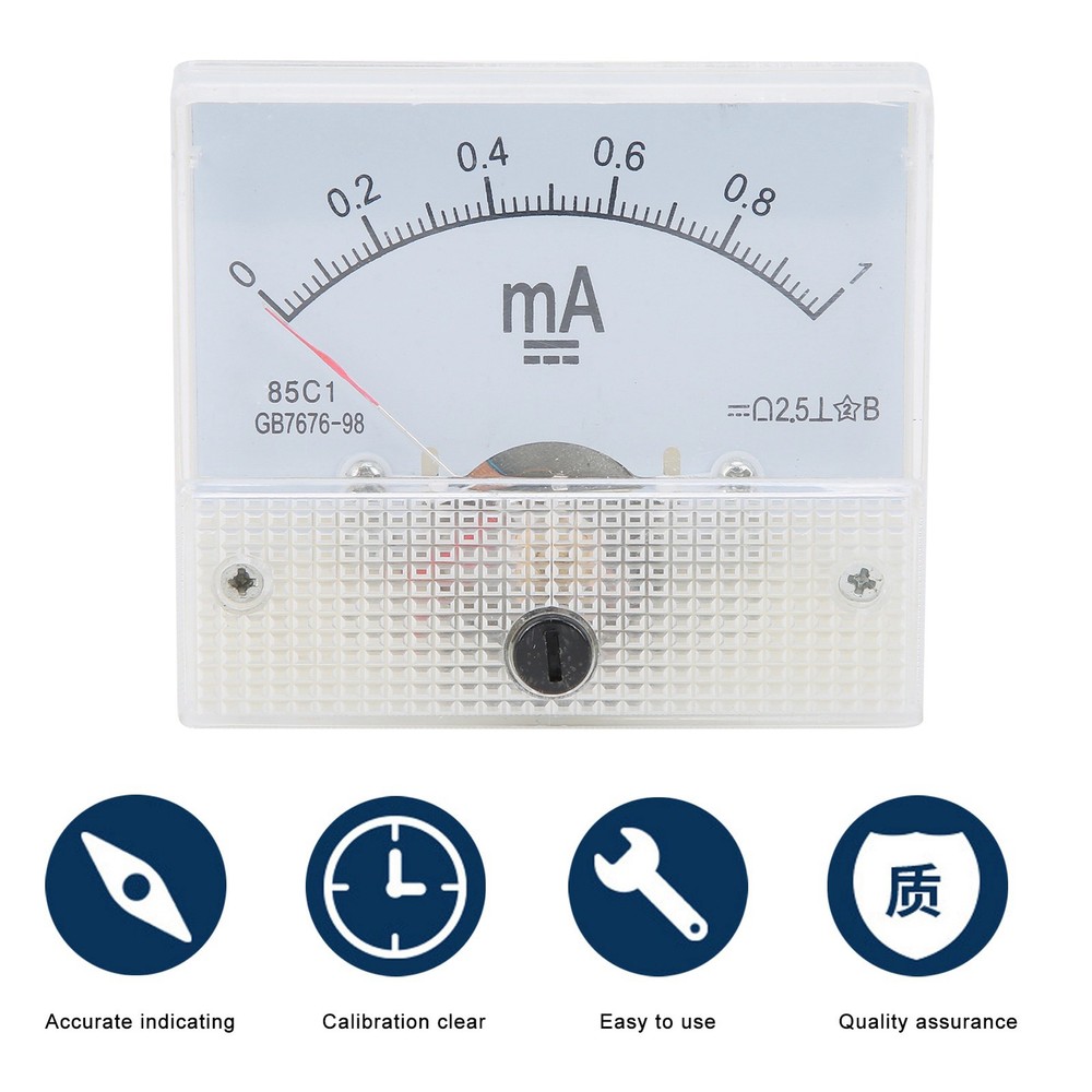 85C1 DC 0~1MA Pointer DC Ammeter Current Measuring Meter Pointer DC Ammeter