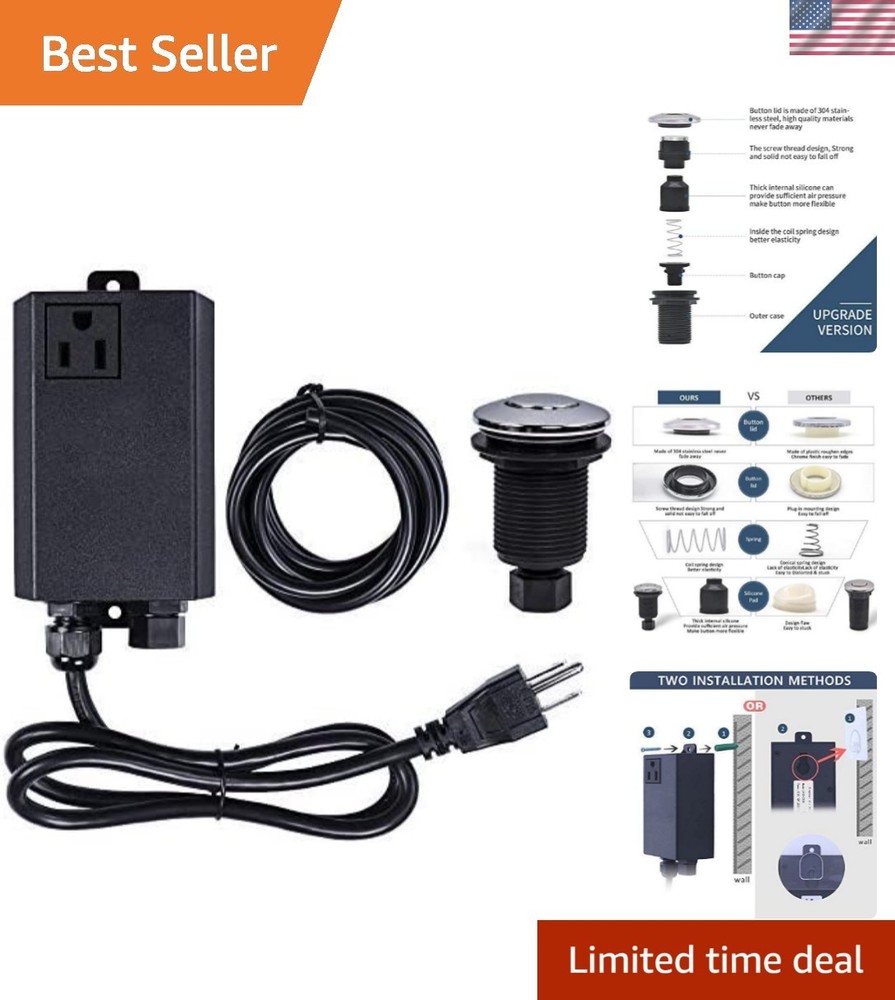 Single Outlet Air Switch Kit for Garbage Disposal - Stylish & Secure Operation