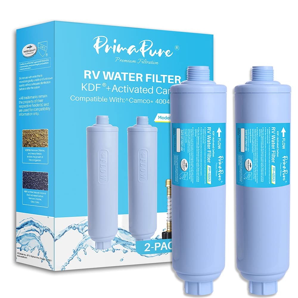 2-Pack RV Inline Water Filter KDF Activated Carbon Replacement for Camco 4004...