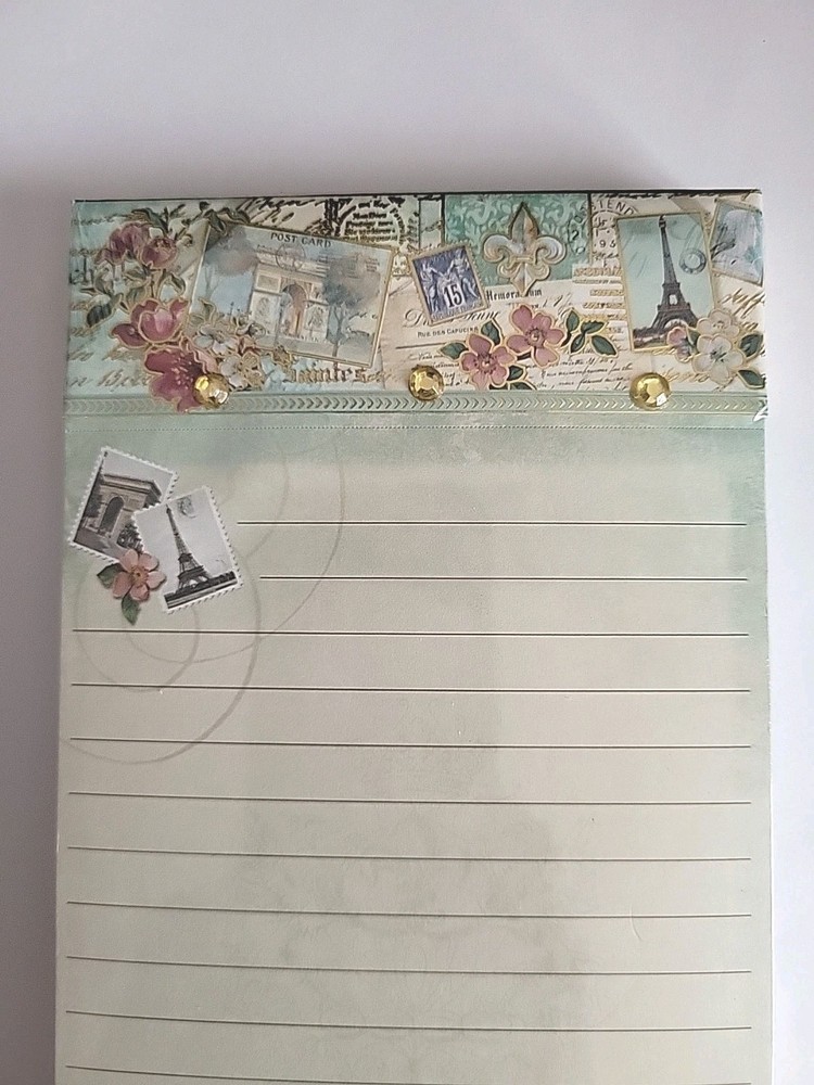 Punch Studio Jeweled Paris Theme Eiffeil Tower 100 Sheets Notepad. Sealed.