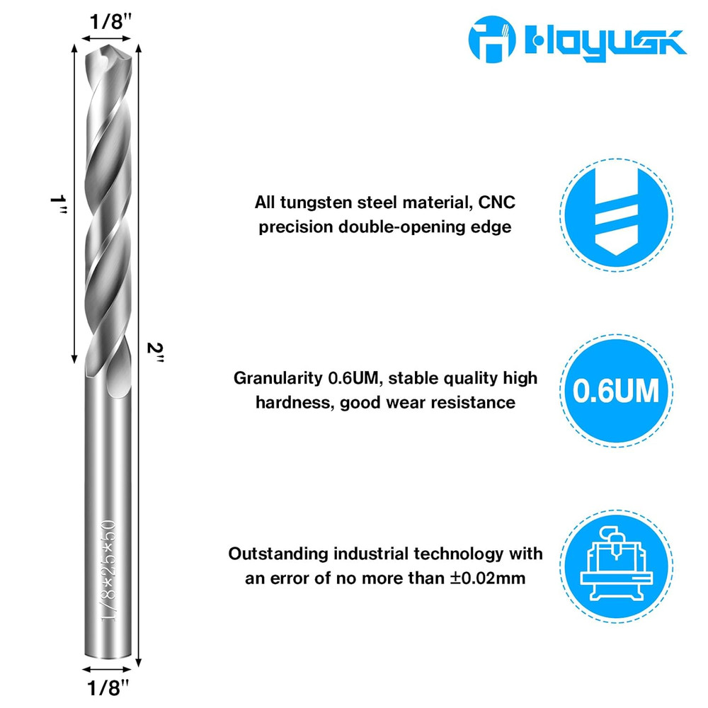 1/8" Drill Bits Solid Carbide Drill Bits, Tungsten Carbide Drill Bit Set, Metal