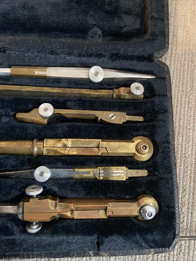 Antique MILANO Compass Cartographer Technical Engineer Architect Instrument Set