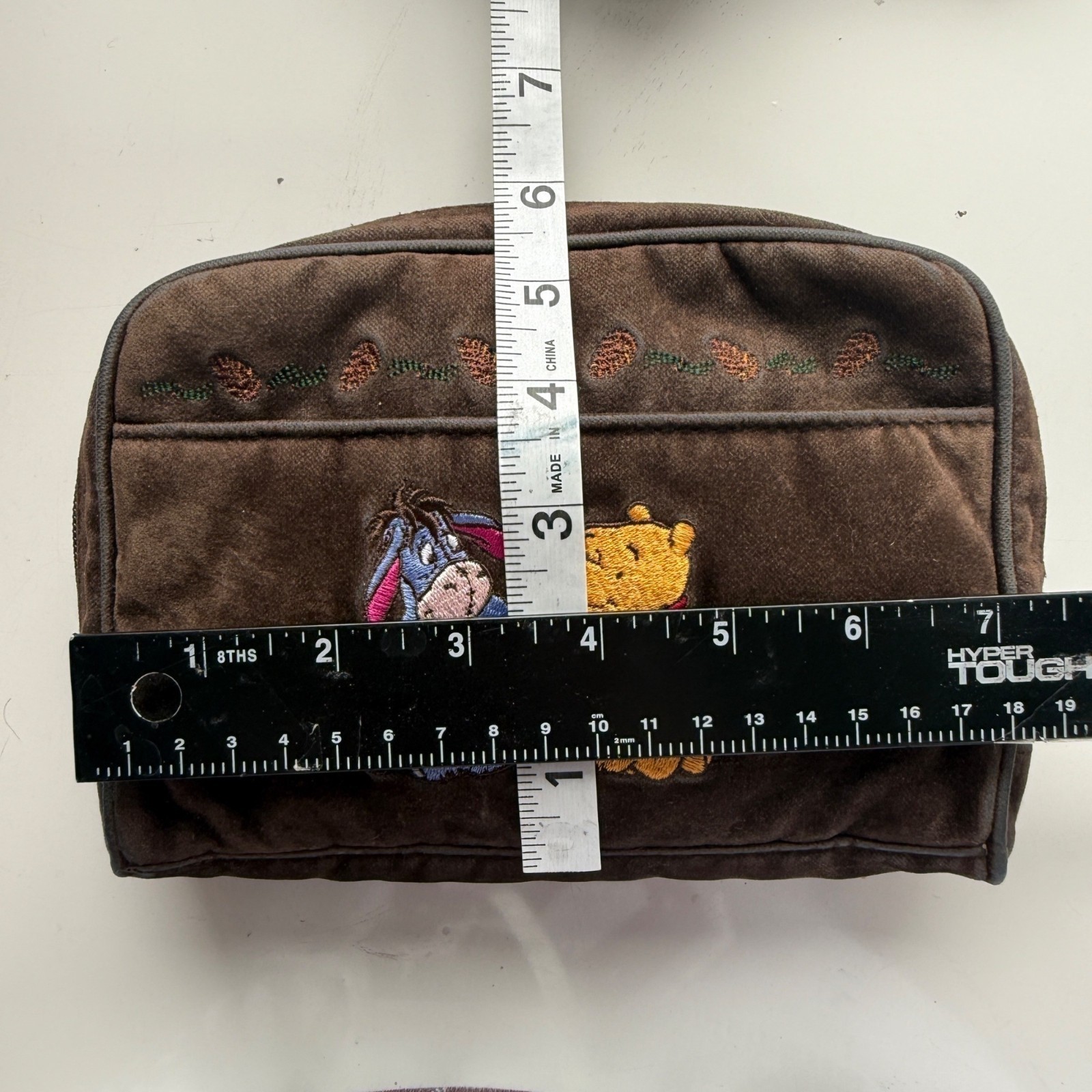 Y2K Disney Winnie the Pooh Eeyore Embroidered Velour Makeup Bag
