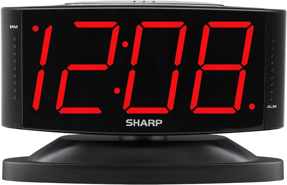 SHARP Home LED Digital Alarm Clock – Swivel Base - Outlet Powered, Simple
