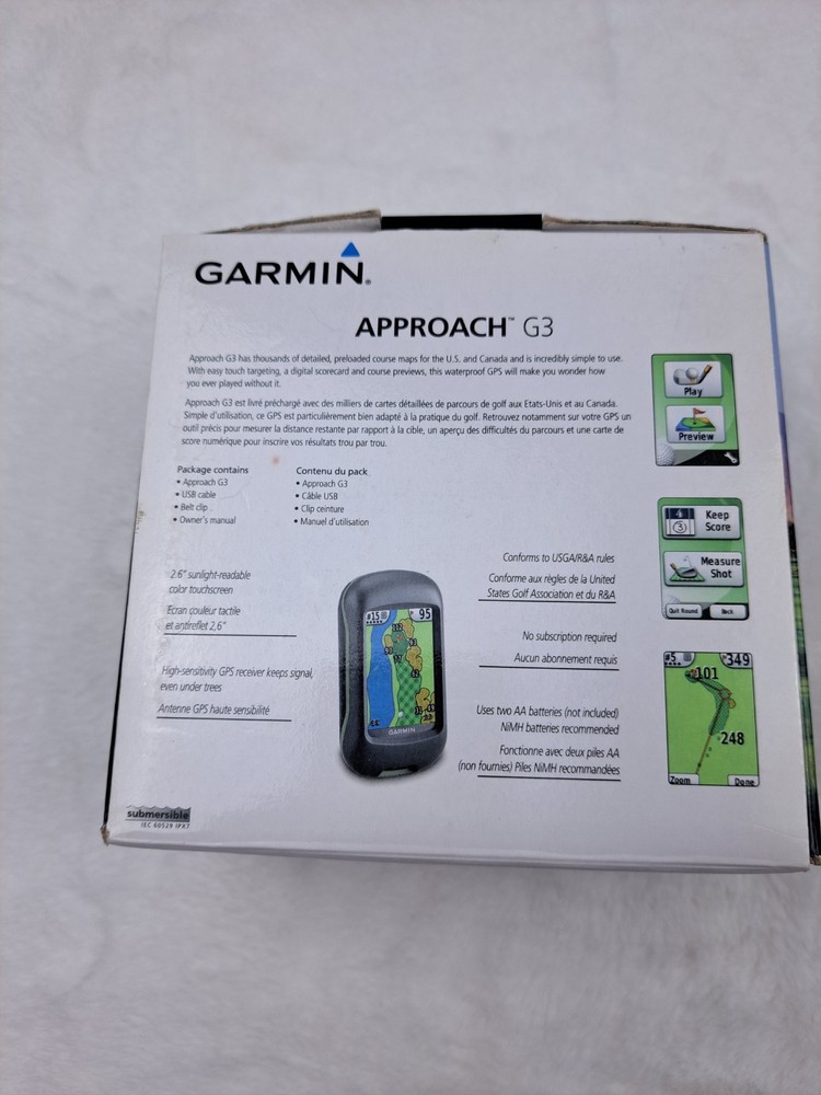 Garmin Approach G3 Handheld Golf GPS with Color Touch Screen Display Untested