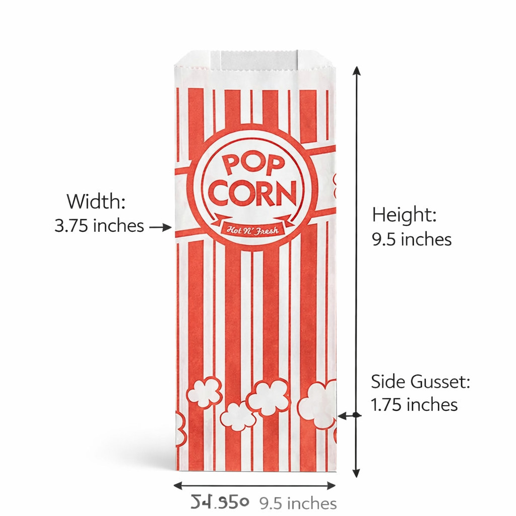 Carnival King #4 Popcorn Bags Kraft Paper 1.1oz Concession 3.75x1.75x9.5 1000