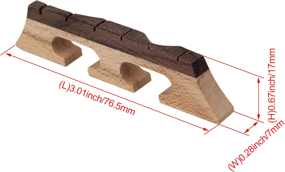 Maple Ebony Bridge 6 String Banjo Replacement