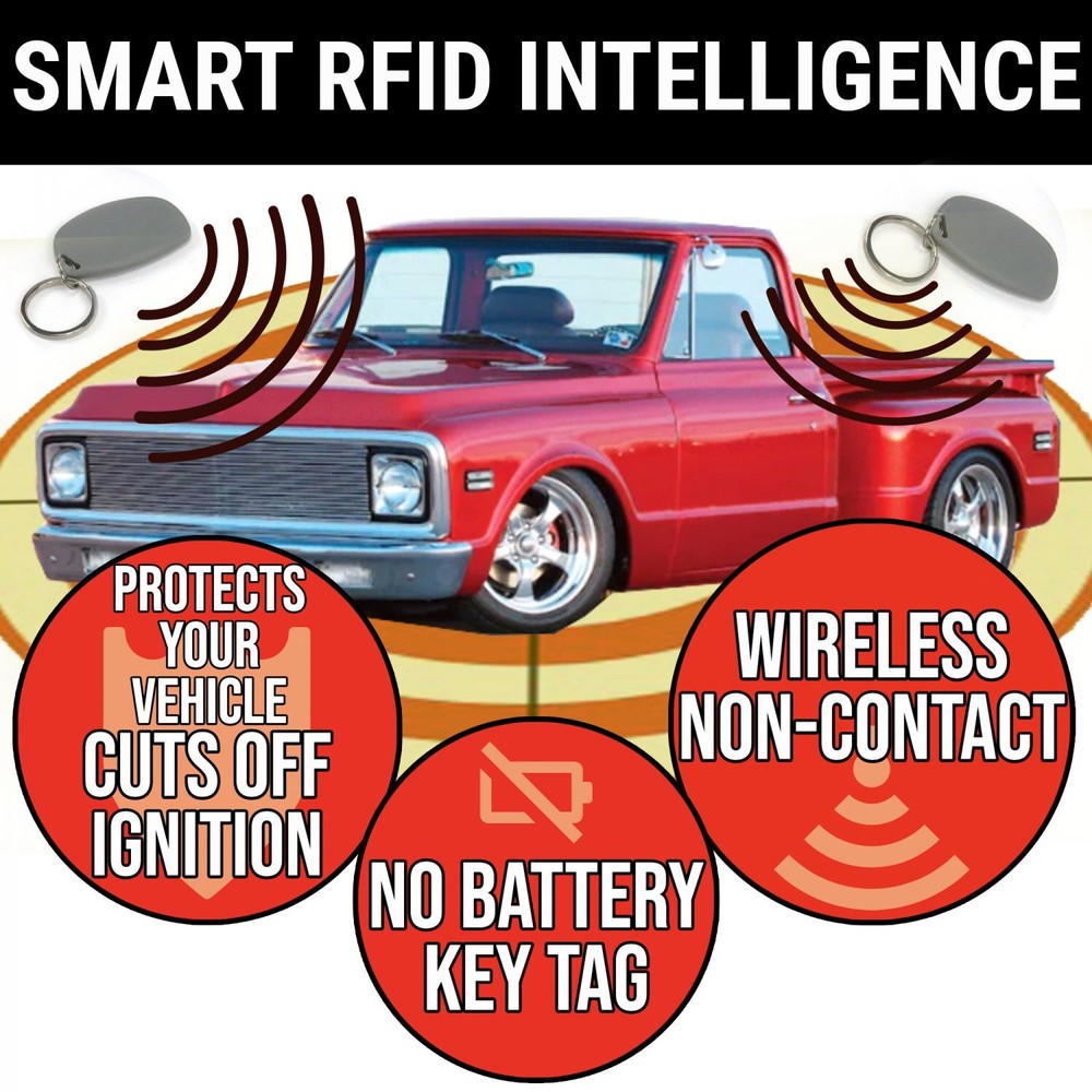 Red LED Billet Push Button Engine Start w/ Keyless Entry Remote Start & RFID Kit