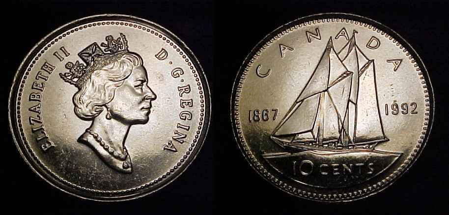 CANADA 1992 Ten Cents Ch BU