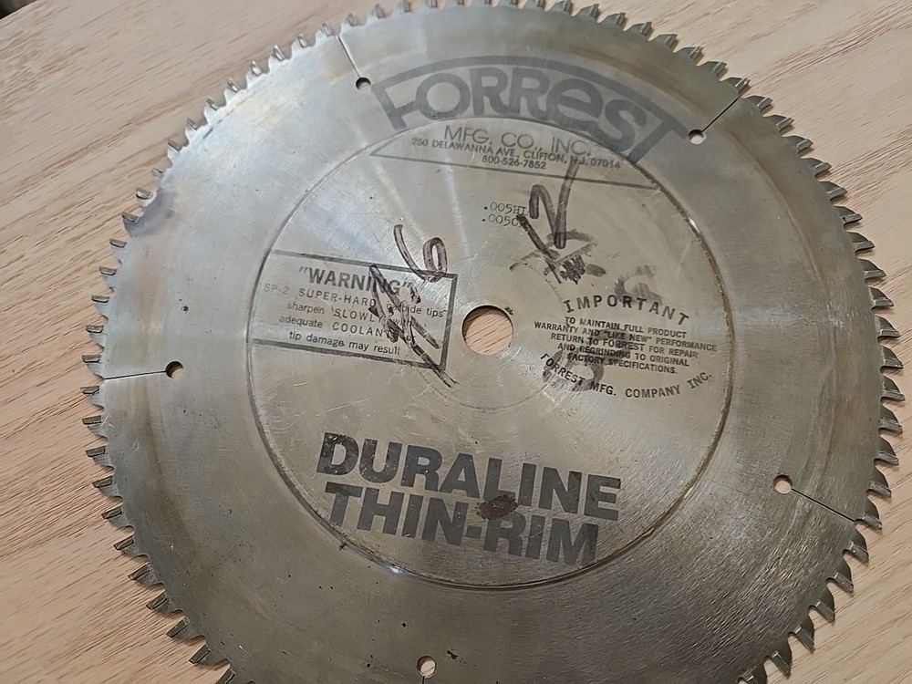 Forrest Duraline Thin-rim 10 Inch Blade 80 teeth- Missing One
